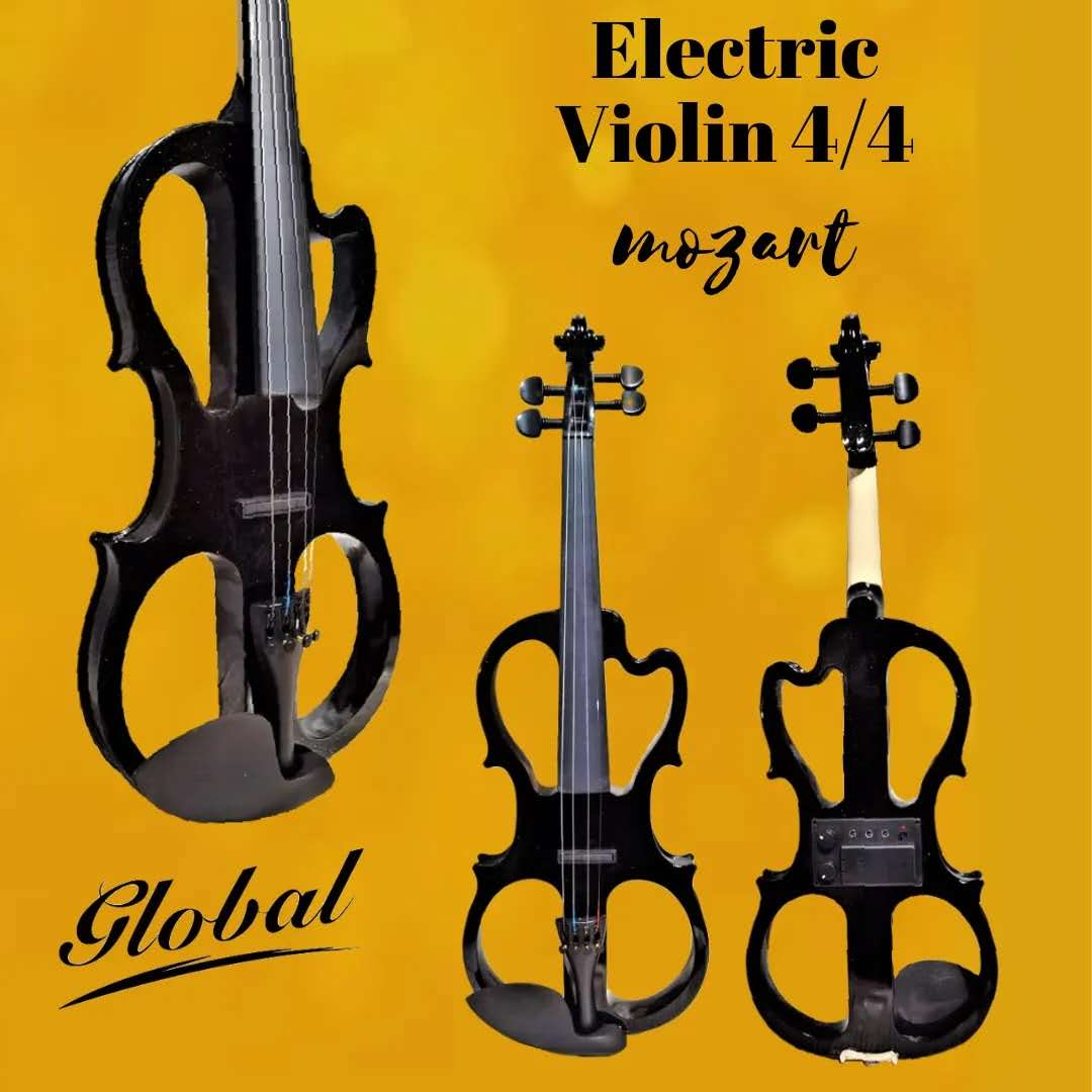 Electric Violin Complete Set Mozart 4/4 Natural Varnish Fiddle for Kids Beginners Students with Case Headset Accessories