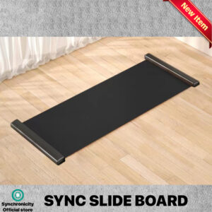 SYNCH Slide Board Slide Mat with End Stops, Sliding Booties for Low Impact Balance Training (Skating, Hockey)