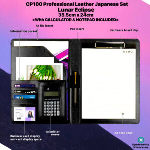 Minimalist Clipboard CP100 Professional Leather Japanese Set - Document Wallet | Ring Binder A4 Clipboard Folder Document Organizer Business Padfolio Conference Calculator Notepad for Interview Meeting School by Synchronicity
