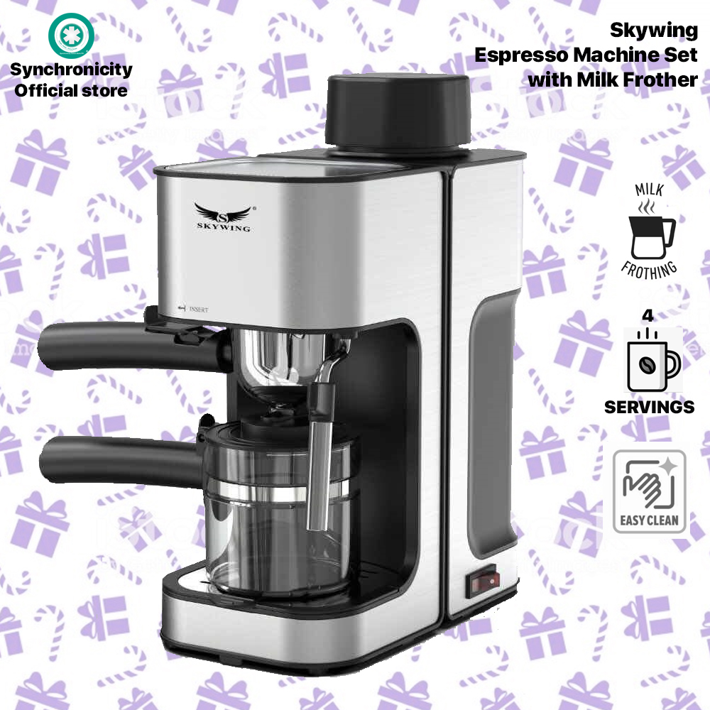 Espresso Machine with Frothing Coffee Maker New Office Home High Quality 0.24L/ 4 CUPS Espresso, Cappuccino, Latte, Milk froth, Americano, Mochaccino Christmas Birthday Fast Safe Shipping