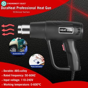 DuraHEAT Heavy Duty Heat Gun 220V 2000W | Adjustable 100°C-600°C Temperature for Stripping Paint, Bending PVC, Automotive, Heat Shrink Tubing | Tesgear Series | Dual-Speed Hot Air Tool w Overheat Protection & Hand Guard | Fast Heating for DIY, Heavy Duty