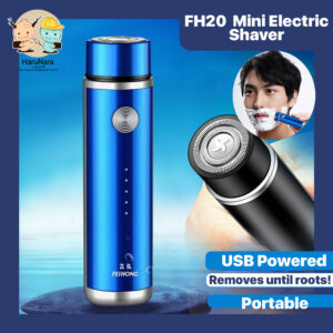 HARUNARA FH20 Mini Portable Electric Shaver, Wet and Dry Use Rotary Men's Shaver, USB Fast Charging Cordless Pocket Size, Small Electric Razor for Traveler or Emergency Business Trips