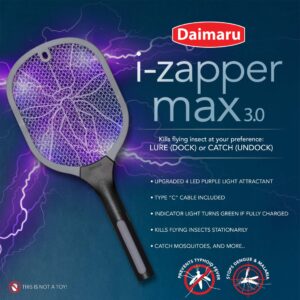 Mosquito Swatter Racket for Car or Home Daimaru Insect Killer Bug Zapper Rechargeable Electric Raquet IZAPPERMAX2 IZappermini | i-Zappermax2 i-Zappermini | Fast Shipping