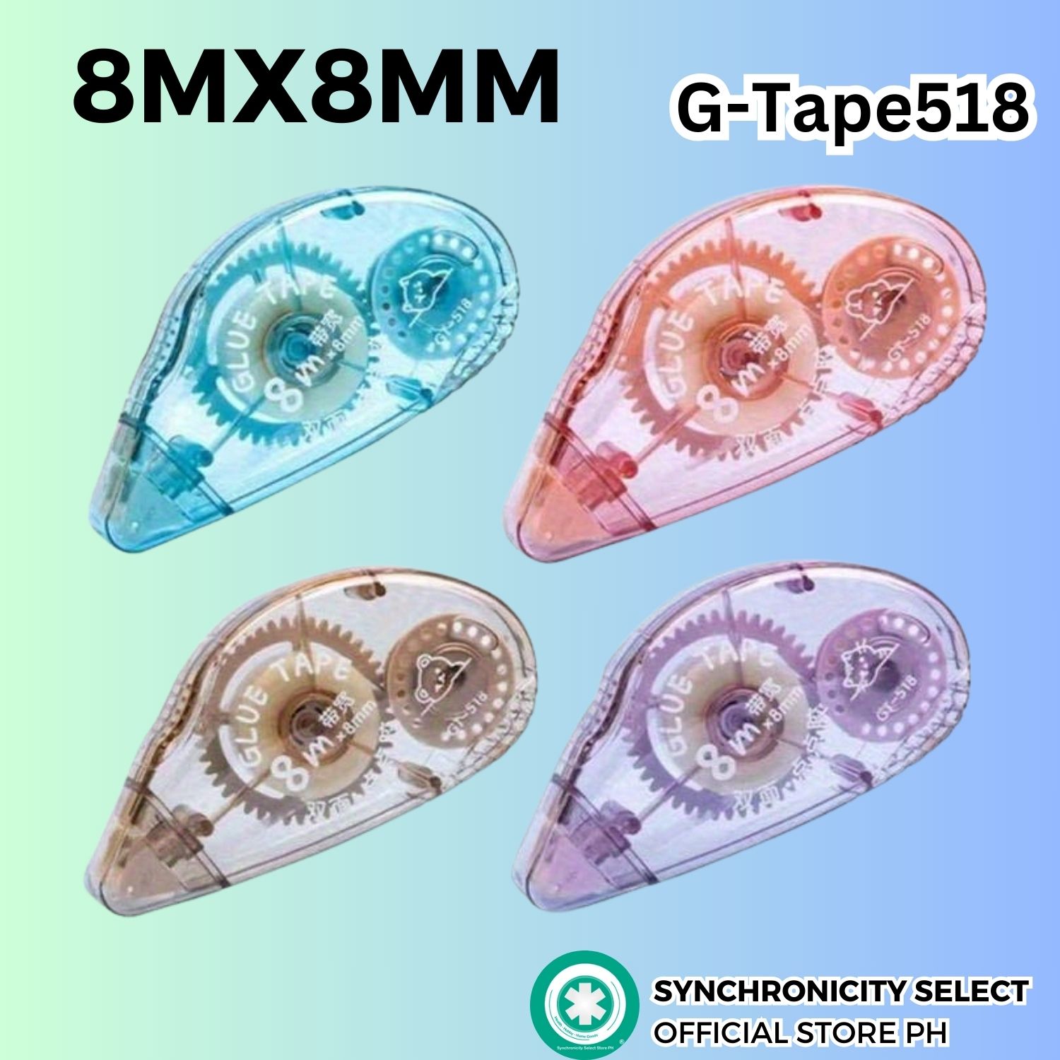 LUMISPARK G-Tape510 Double Sided Tape Roller | 4M 6M 8M | Tape Dispenser Super Sticky Adhesive Tape w texture for School Arts & Crafts Projects | GTape