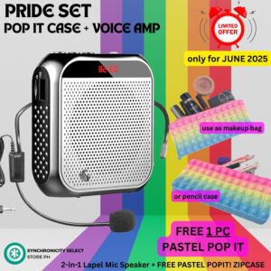 PRIDE SET - V100 Voice Amplifier with Lapel Mic & Strap + Free POP IT Bubble Purse Perfect for Teachers, Tour Guides, Coaches | Compact, Rechargeable & Powerful Voice Booster | Bonus Fidget Toy for Fun & Focus
