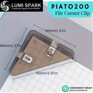 PIATO200 | Japanese Triangle File Corner Clip | Enhanced Paper Clip Transparent Page Holder | Durable Professional Office School Desk Organizer Triangle File Clip | LUMISPARK