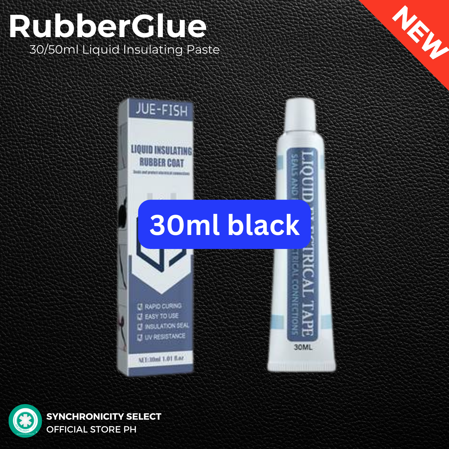 RubberGlue Insulation Paste - 30/50ml Liquid Insulating Tape Repair Rubber Electrical Wire Cable Coat Fix Line Glue Wide Range Liquid Insulation Paste | Multi-Purpose Liquid Insulation Glue - Black & White, Ideal For Cable Repair, Sealing Connections