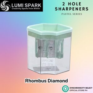 2 HOLE SHARPENERS Pastel Series | Compact and Tidy Geometric Pencil Sharpener | Larger Hole for Soft Core Pencil Crayon | Smaller Hole for Regular Pencil | Japanese Stationery | LUMISPARK Selection