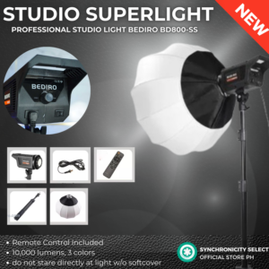 STUDIO SUPERLIGHT BD800-SS Professional Studio Light | 2700-6500K Yellow to Daylight | up to 18,000 lumens | Actual: 110W - 800W Base | Free SoftLight Ball Cover | Perfect for Livestream Light, Studio Light, Content Creation, Photography Grade