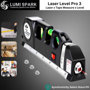 Laser Level Pro 3 - Tape Measure + Ruler + Cross Laser | 3IN1 Straight Engineer Measure Line Tool | Laser Level Tool, Multipurpose Laser Level Kit Standard Cross Line Laser level Laser Line leveler Beam Tool with Metric Ruler