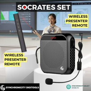 Lapel Microphone with Speaker | Voice Amplifier Portable Clip-On with Wired Microphone Headset & Waistband | Rechargeable Synchronicity V100 | Lapel LoudSpeaker 3.5mm Wired Wireless Cherr Set Event Speech Karaoke Videoke Concert Handheld Fast Shipping