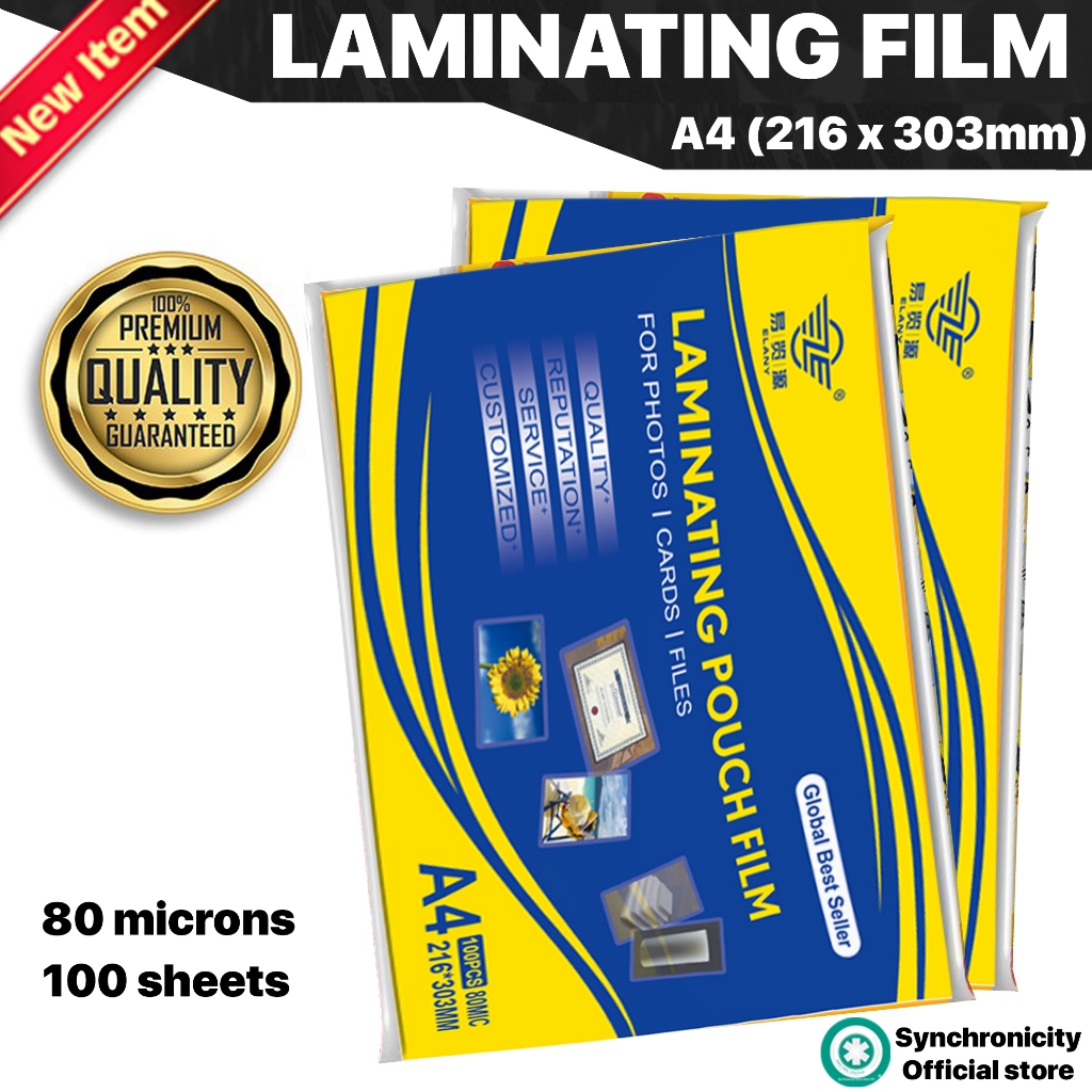 A4 Hot Process Laminating Film Size (80micron) 100pcs / pack | Special Promotion | ID pass card PET hot laminator film pouch - Synchronicity Digitools A4 Lamination Sheets