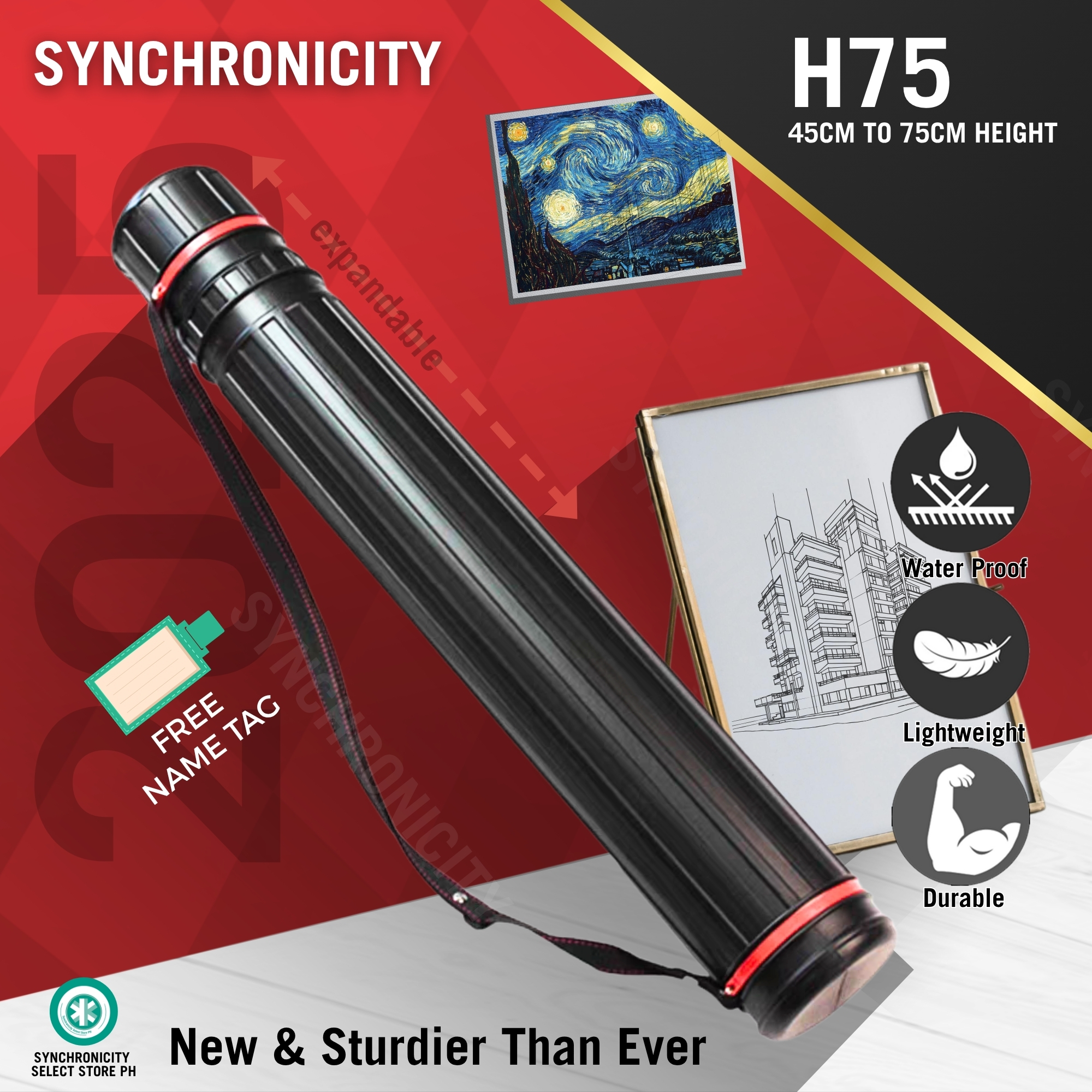 Drawing Tube | Canister Tube H100 H75 Telescopic Architecture Tube | Waterproof Protective Cover | Waterproof Protective Cover for Telescopic Storage | Useful for Technical Drawings, Projects, Lot Plan, Engineering Blue Print, Architectural Drafts