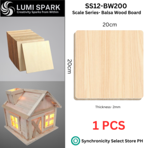 Balsa Wood 200mm x 200mm x 2mm | SS12-BW200 | For Scale Model House Ship Craft Model DIY Balsa Wood Sheets Wooden Plate LUMI SPARK
