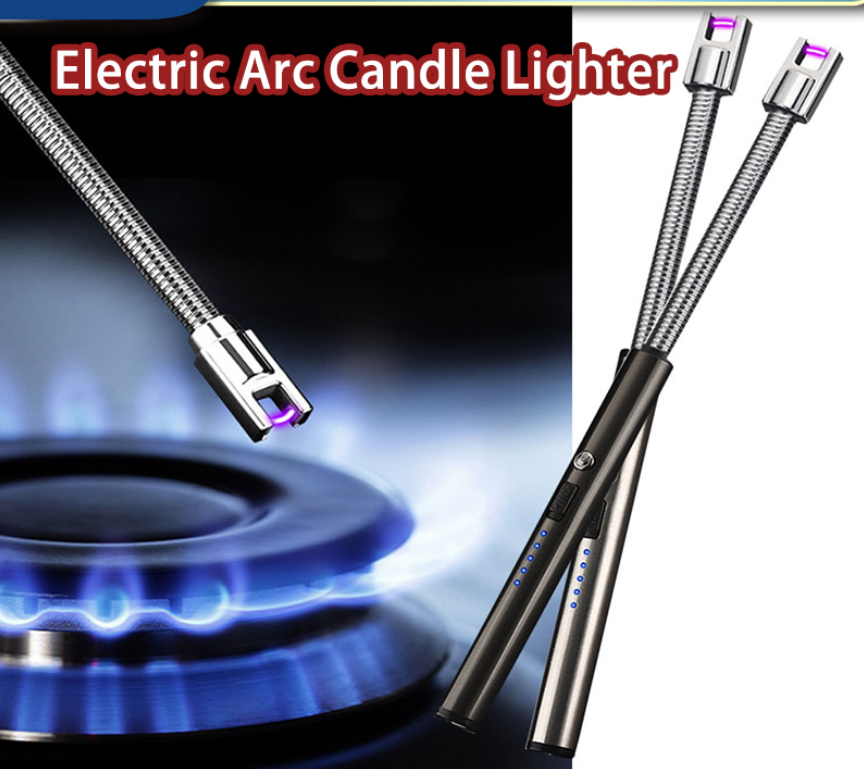 Plasma Candle Lighter, Electric Rechargeable Arc Lighter with LED Battery Display | Matte Heavy Duty | Smart Child Lock | Long Flexible Neck USB Lighter for Light Candles Gas Stoves Camping Barbecue
