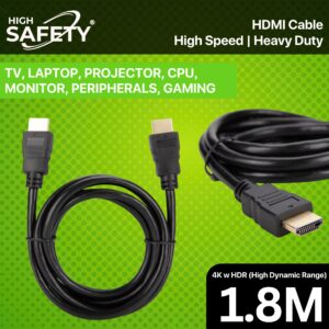 Heavy-Duty 4K Premium HDMI Cable 1.8M – Ultra High-Speed 18Gbps | 4K UHD 60Hz HDR | Dolby Vision & Dolby Atmos | Gold-Plated Connectors | Braided Shielding for Gaming, Streaming, Smart TVs, PS5, Xbox, Monitors & Projectors