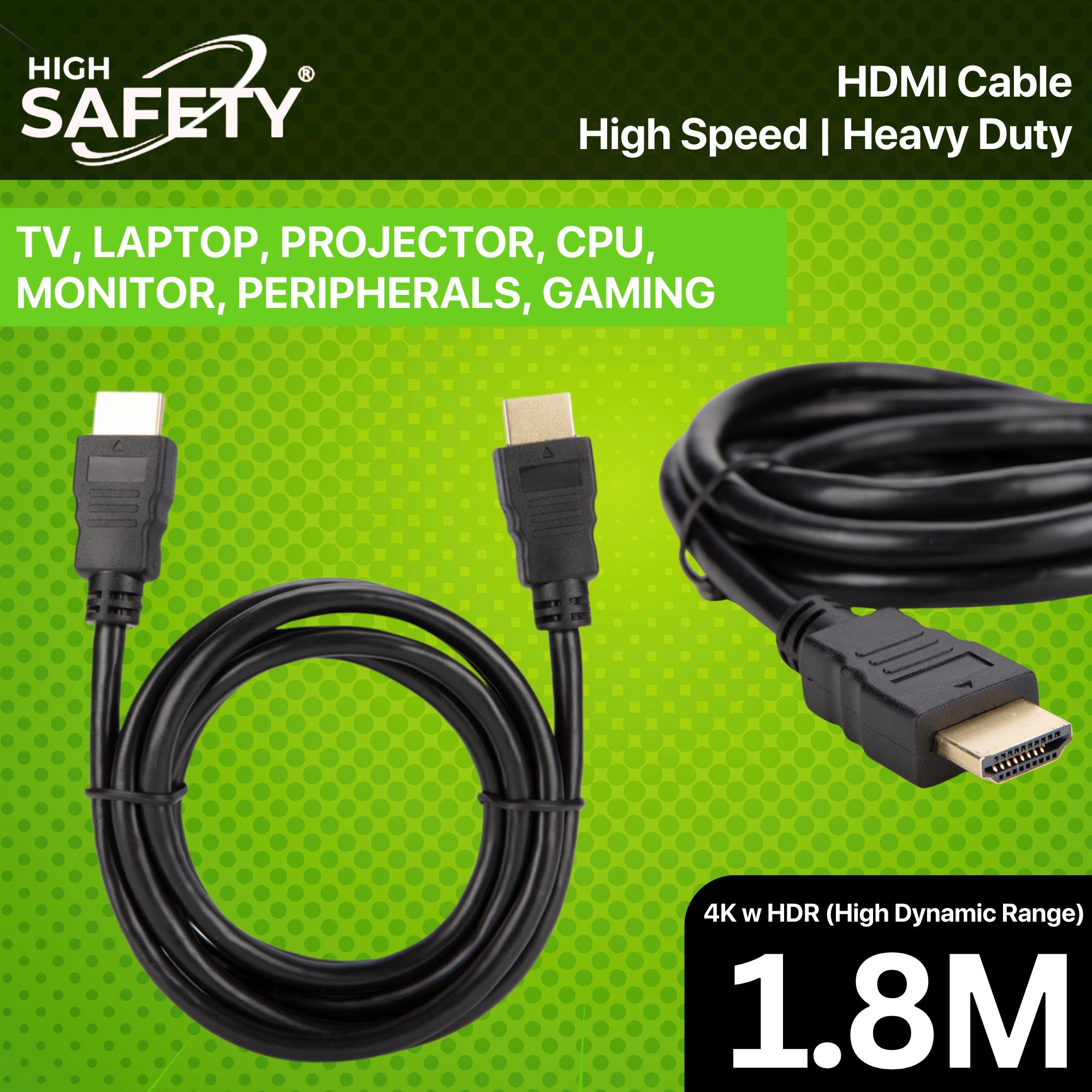 Heavy-Duty 4K Premium HDMI Cable 1.8M – Ultra High-Speed 18Gbps | 4K UHD 60Hz HDR | Dolby Vision & Dolby Atmos | Gold-Plated Connectors | Braided Shielding for Gaming, Streaming, Smart TVs, PS5, Xbox, Monitors & Projectors