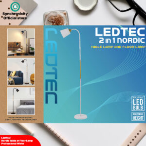 LEDTEC 2IN1 Nordic Floor Lamp, Industrial Floor Lamps for Living Rooms & Bedrooms - Rustic Farmhouse Reading Lamp - Standing, Adjustable Metal Heads Indoor Task Lighting for Living Room Bedroom Office
