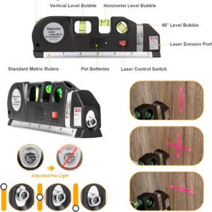 Laser Level Pro 3 - Tape Measure + Ruler + Cross Laser | 3IN1 Straight Engineer Measure Line Tool | Laser Level Tool, Multipurpose Laser Level Kit Standard Cross Line Laser level Laser Line leveler Beam Tool with Metric Ruler