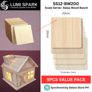Balsa Wood 200mm x 200mm x 2mm | SS12-BW200 | For Scale Model House Ship Craft Model DIY Balsa Wood Sheets Wooden Plate LUMI SPARK