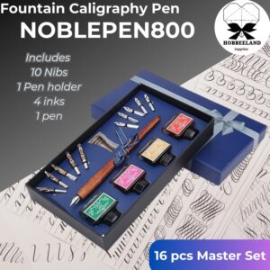 Noblepen800 Fountain Pen Calligraphy Pen for Lettering 8pcs 16pcs set | Assorted nibs and Ink Colors | Card Making Drafting Vintage Design Gift Set Art Tools