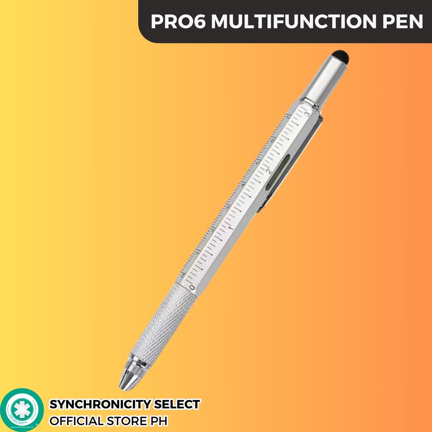 PRO6 Multifunction Pen 6 different Functions Stylus Ruler Leveler Screwdriver Ballpen Portable Emergency all in one tool