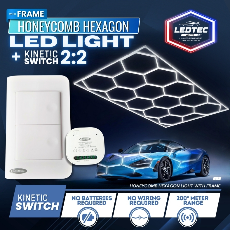 LEDTEC Hexagon LED Lighting Car Detail Garage Workshop Retail Light Honeycomb Hex 8x16 ft | Car Wash, Computer Shop, Motor Show Room | Garage Light Hexagon Lights Lamp 220V LED Tube Honeycomb Ceiling Lighting For Auto Car Body Repair LED Workshop