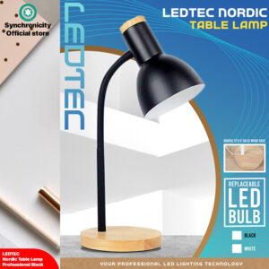 LEDTEC Nordic Metal Table Lamp Adjustable Reading Desk Lamp | White or Black | Eye Friendly LED Bulb Light Source Modern Minimalist Nordic Style | Suitable for Home, Study, Bedroom, Office, Workbench, Dormitory.