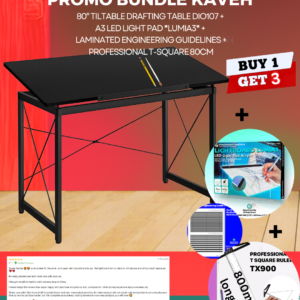 DIO107 Drafting Table for Engineering or Architecture 80° Tiltable with Ledge | LUMISPARK Metal Adjustable Angle | Drawing Table for Engineer | Drafting table for Architect |, Angle Adjustable Top Desk | On Promo | Model: Synchronicity DIO107