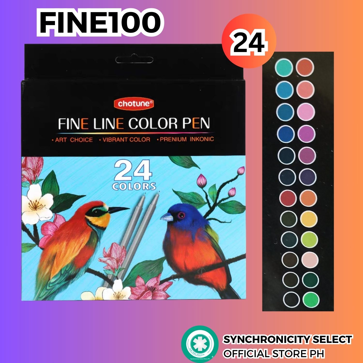 Fine100 0.5mm Multicolored Fine liner Pen Coloring materials for Arts and Craft Drawing School Project