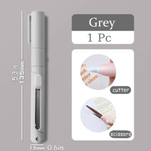 CUT200 Portable Foldable Scissors and Ceramic Cutter Set - 2-in-1 Pen Design with Double Heads, Pastel Art Colors, Cute and Safe for Paper Cutting, Utility Knife for School Supplies, Stationery and Diary -