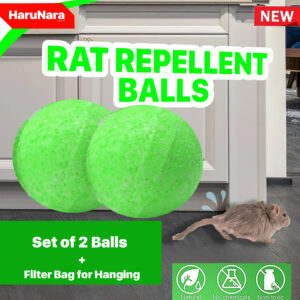 HARUNARA Rat Repellent Ball ERAT100 | Mouse Repeller Ball for Indoor and Outdoor Use, 2 Ball | Rodent Mouse Control | Daga Rat Control | Pest Control | Get Rid of Rats Discreetly | Safe for the Environment