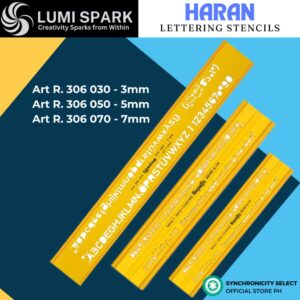 LUMISPARK Lettering Stencil Technical Drawing Model: Haran | Stencils for Plates Letters Technical Drawing | 3/5/7mm | Art R. 306 030 - 3mm | Art R. 306 050 - 5mm | Art R. 306 070 - 7mm 5mm / 3mm Rotary Letter Alphabet for Design & Drawing Techniques
