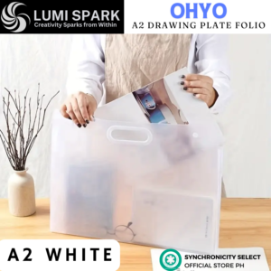 LUMISPARK OHYO Art Portfolio | Large Drawing Storage Bag with Handles | Waterproof Folder Container for Artwork Plates Sketch Poster Photography Diamond Painting | Clear White or Shade of Grey | A3 [44x36cm] or A2 [57x45.5cm] Size