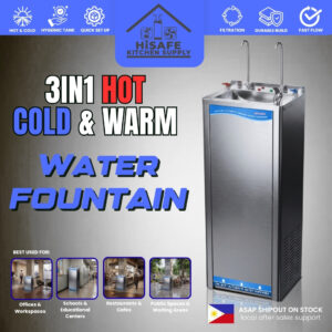 HiSAFE Commercial Direct Drinking Water System | 3-in-1 Hot Cold Normal Water Fountain | 4-Stage Filtration Purifier | Stainless Steel Hydration Station | Unlimited Supply High Output Dispenser Machine for Office School Business Institutional