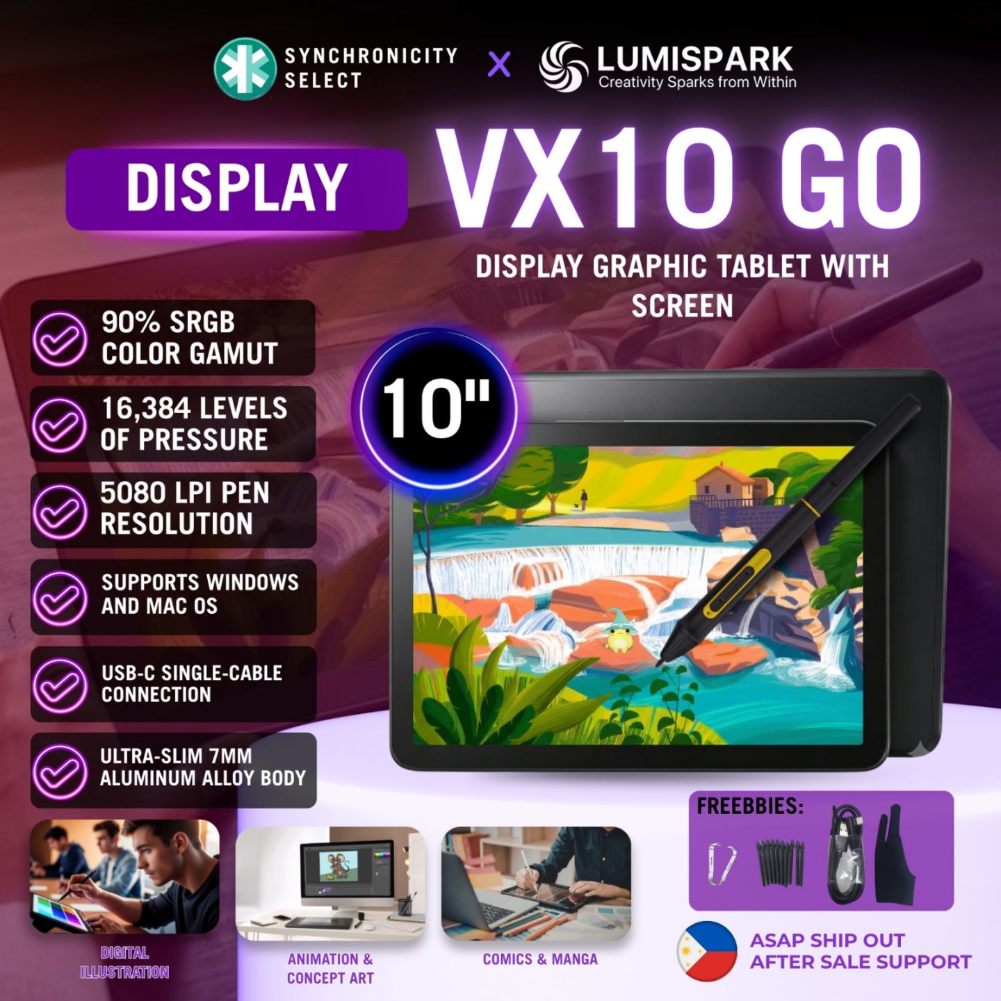 VX10 Go display overview and freebies