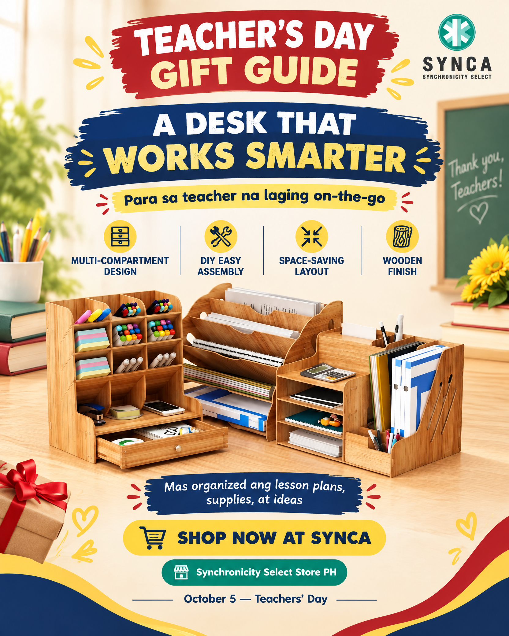 Wooden desk organizers